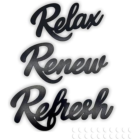 3 Pcs Bathroom Wall Decor, Relax Renew Refresh Signs Bathroom Art Signs Black Wooden Wall Decor for Home Decoration