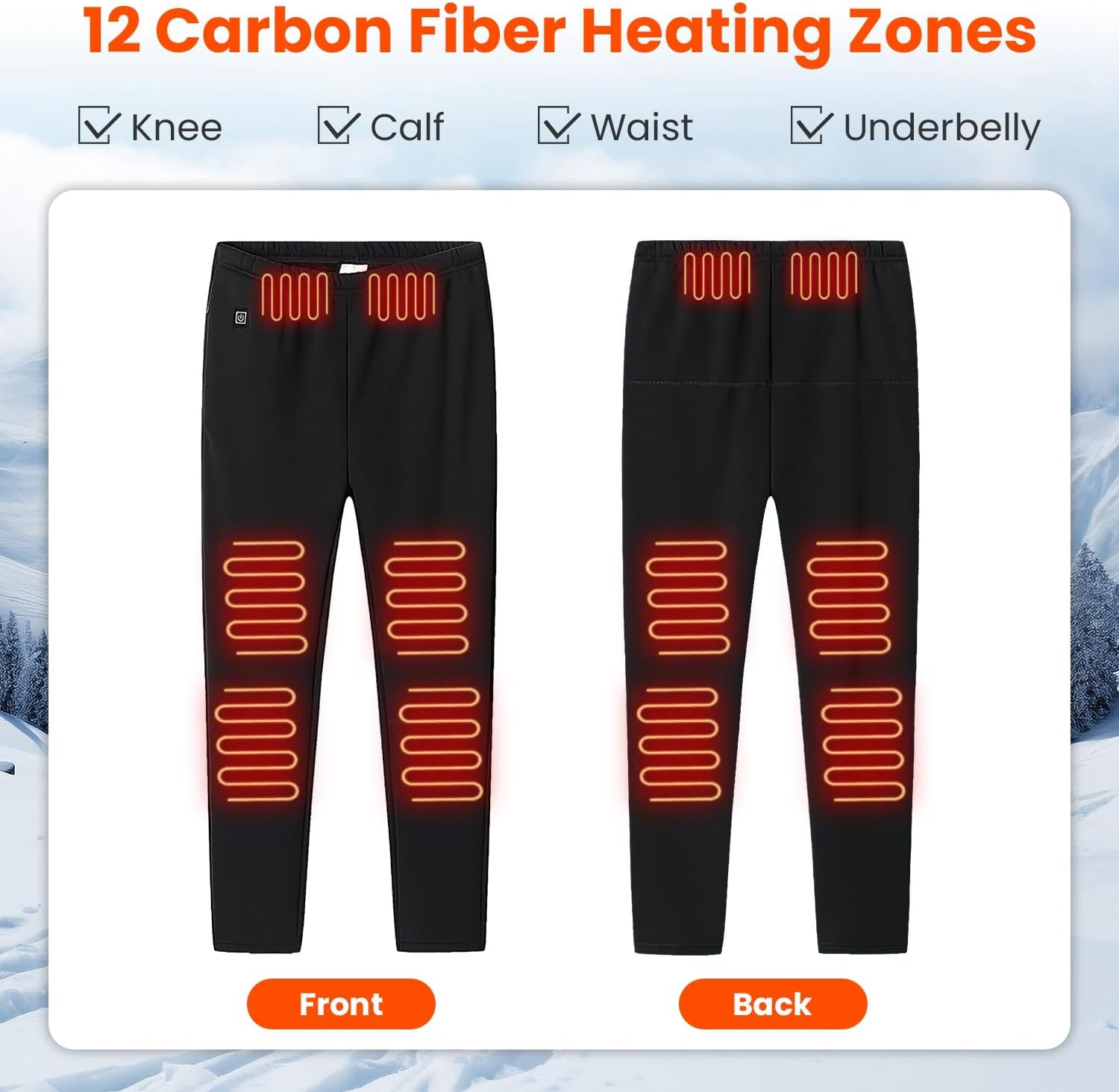 iMounTEK Heated Pants for Men Women Unisex Winter Heated Pants with 12 Heating Zones 5V USB Powered Winter Heating Trouser with 3 Heating Levels Machine Washable for Outdoor Winter Activities/3XL