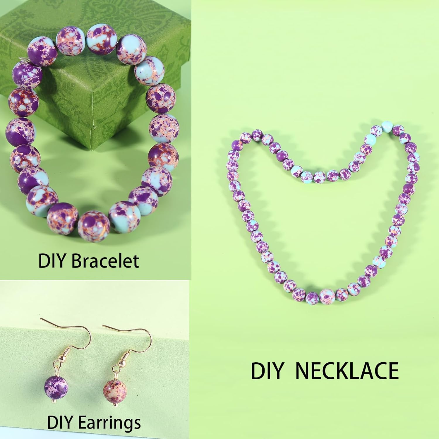 Purple-Blue Imperial Jasper Beads 62pcs 6mm Stone Beading Loose Gemstones Hole Size 1mm DIY Smooth Bead for Bracelet Necklace Earrings Jewelry Making 6mm purple-blue