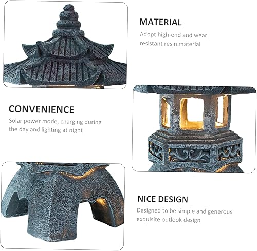 Miniatura 8 de Tofficu Farol de pagoda solar para decoración de jardín al aire libre, estatua asiática zen, patio, césped, porche, camino, adorno de jardín con