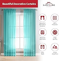 Vista 92 de Sapphire Home - Paneles de cortina (2 unidades), cortinas translúcidas de 54” x 84” (108” de ancho en total), paneles de gasa para dormitorio, sala
