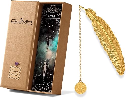 DJMH DONG JING MENG HUA Metal Zodiac Bookmarks Set, 12 Constellation Designs, Go