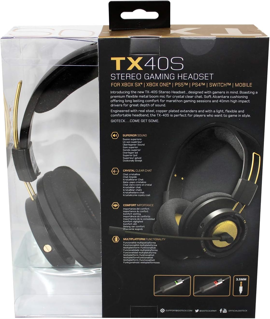 Gioteck TX-40 S Wired Stereo Gaming Headset (Black/Bronze)