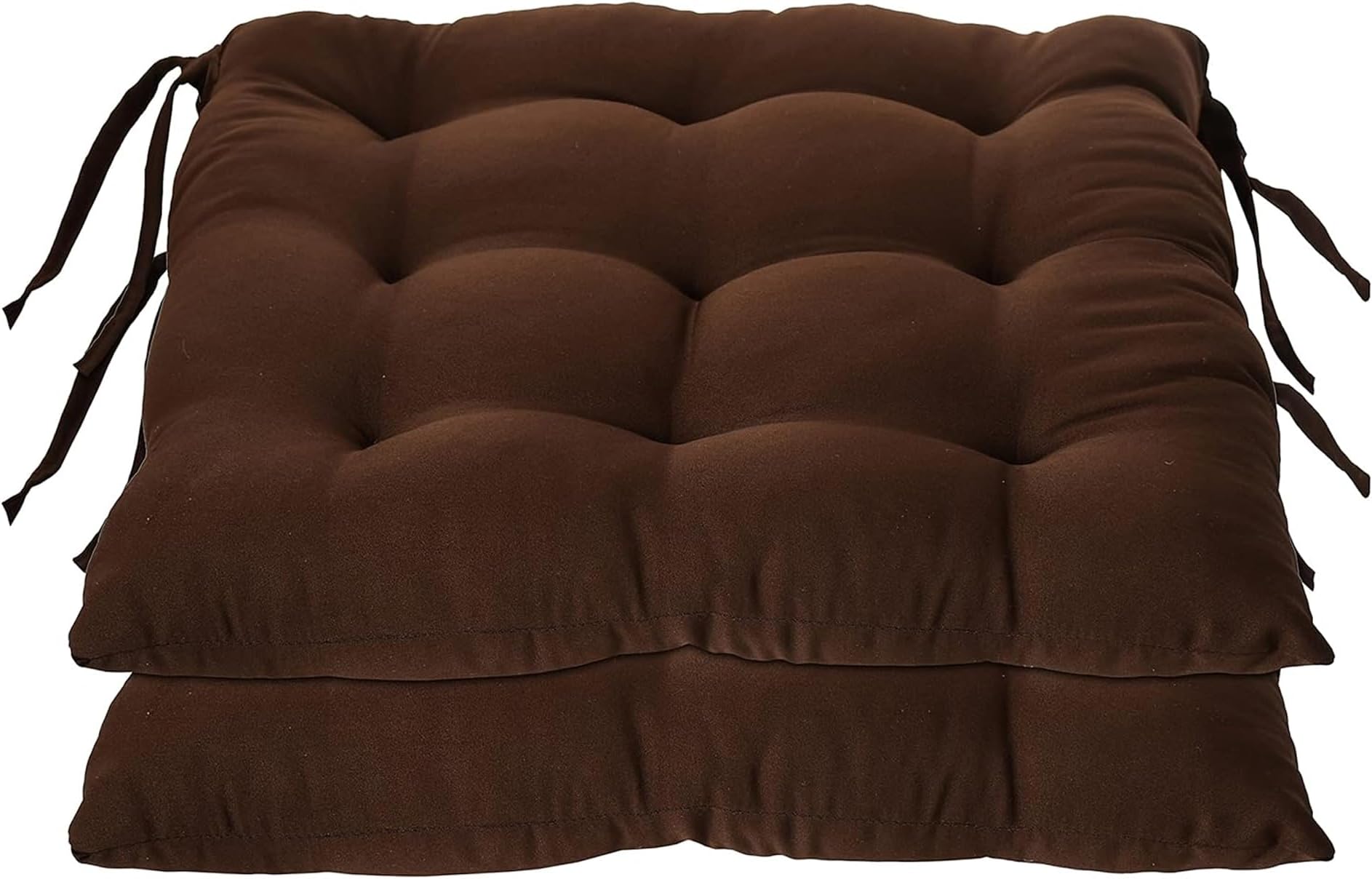 Kuber Industries Pack of 2 Chair Pad | Microfiber Square Chair Pad with Ties | Soft & Comfortable Sitting | Chair Cushion Pad | Chair Seat Cushion for Office-Home | Brown