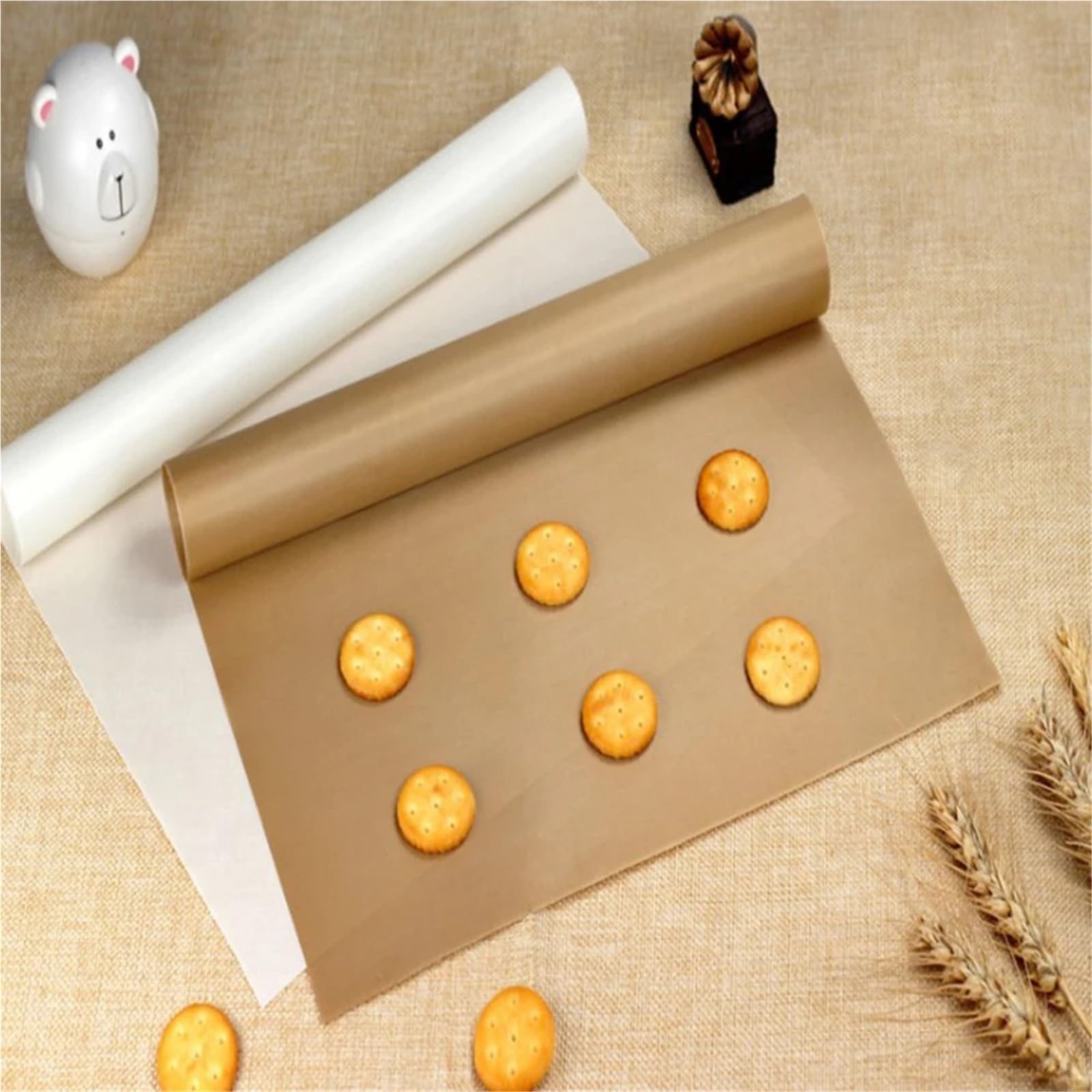 Tapete Para Horno Papel for hornear antiadherente reutilizable, hoja resistente a altas temperaturas, horno, microondas, parrilla, estera for, 3 uds(Coffee,L)
