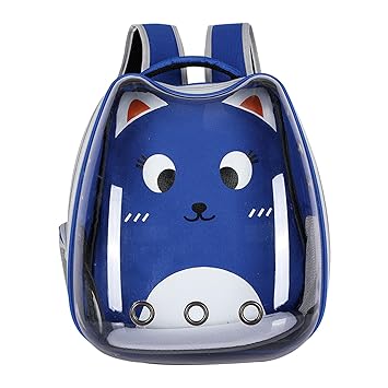 Aswadh Pet Cat Dog Carrier Bag Transparent Pet Backpack for Small Pet Blue