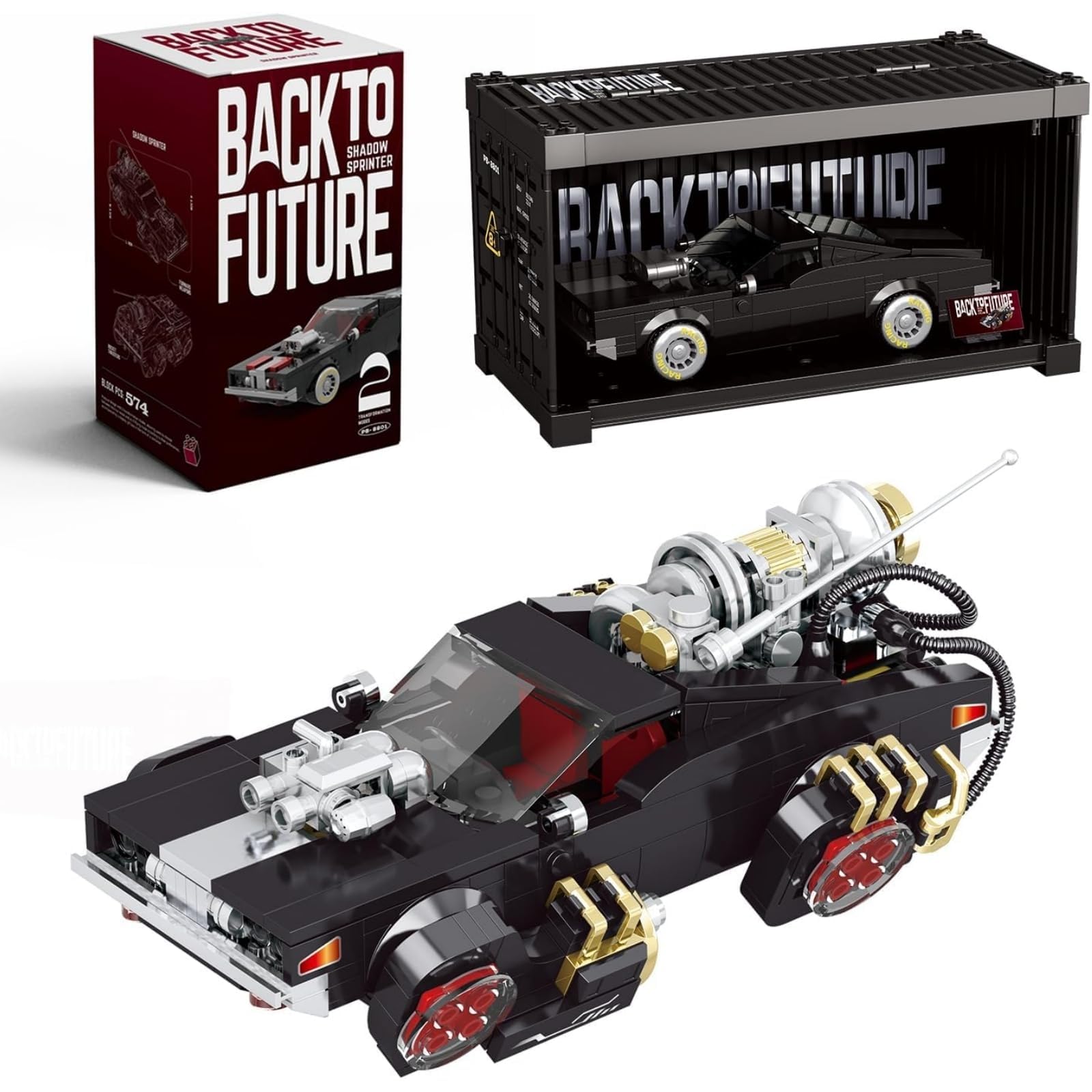 Ebortsin Shadow Sprinter Doodge Charger Car Building Kit  574 Pcs Building Blocks Set with Container Display Box, Modular Scale 1:24 Model Bricks Toy for Kids & Adults, Collector