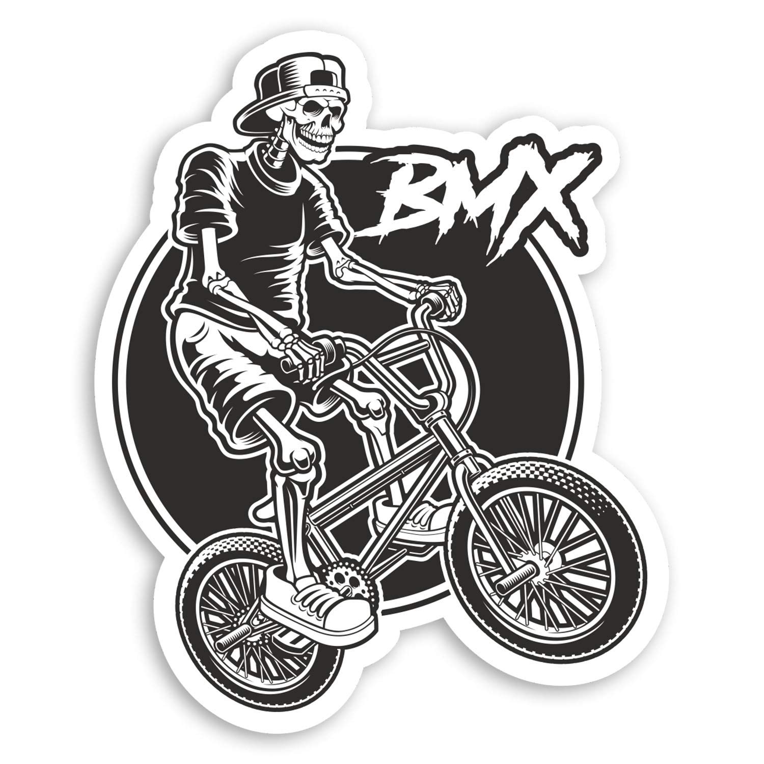 Destination Vinyl Ltd Multi 2 X 10Cm Skeleton Biker Vinyl Stickers - Bike Bmx Laptop Sticker #20751 (10Cm Tall)