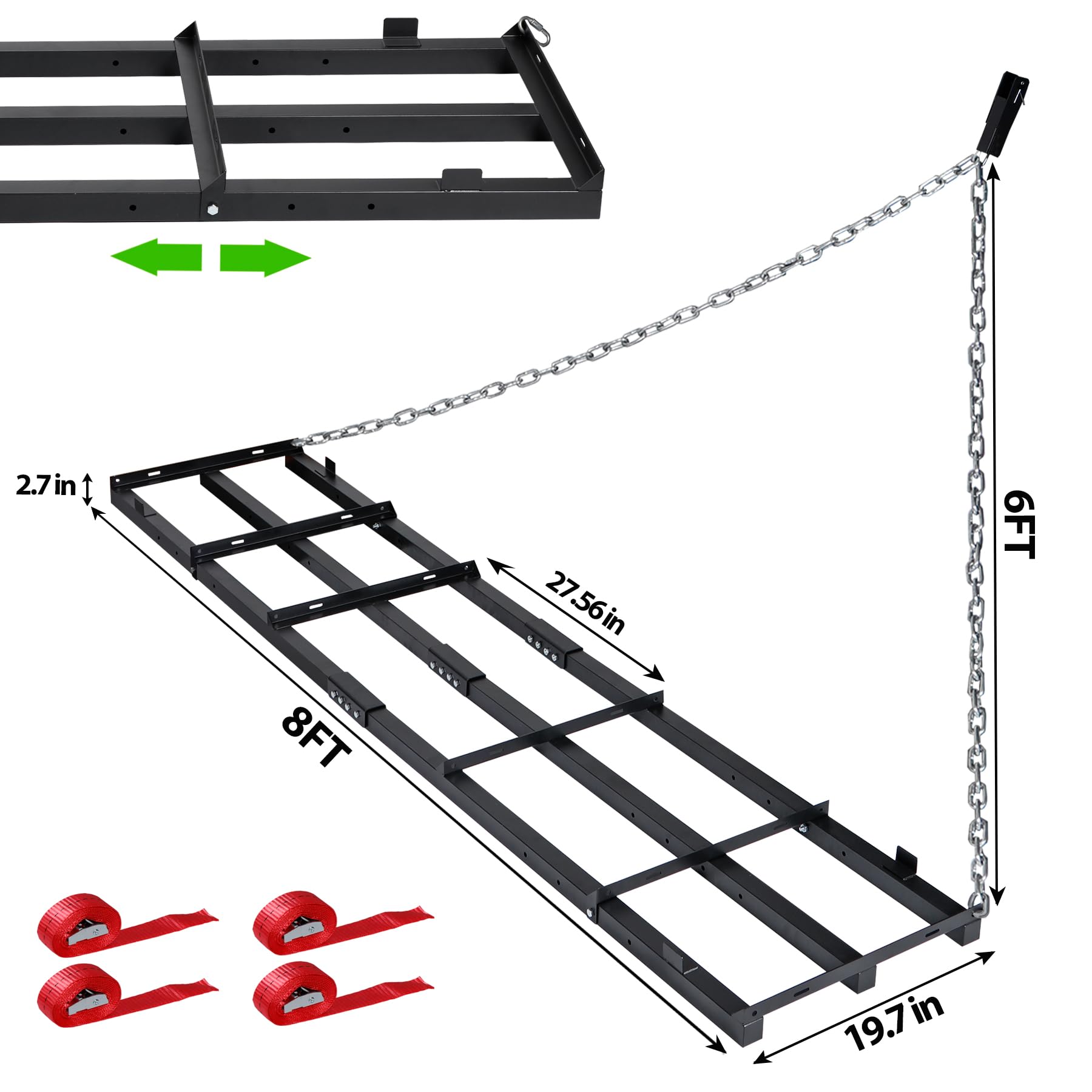 8 FT Drag Harrow Driveway Grader, Heavy Duty Power Rake