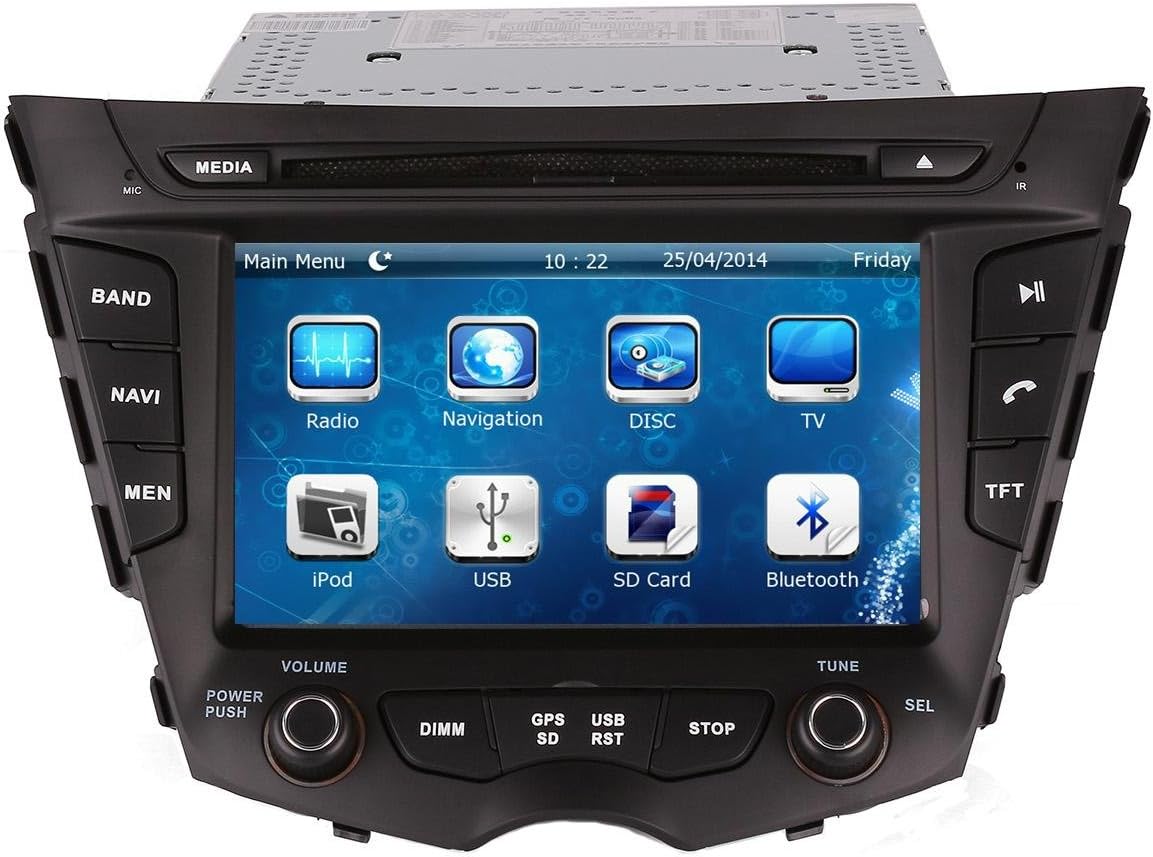 7 inch Touch Screen in Dash Car GPS Navigation System for Hyundai Veloster 2012 2013 2014 2015 2016 DVD Player+Bluetooth SWC+Backup Camera+North America Map