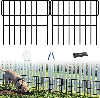 Animal Barrier Fence, 16 Panels No Dig Fence 17.3ft(L) x12in(H), Garden Fences for Rabbits and Dog Ground Defense, Rustproof Metal Fences Border, Fencing Bottom Blocker for Outdoor Yard Patio