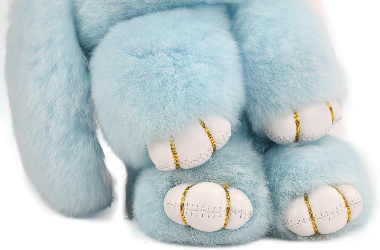 Easter Bunny Doll Keychain Soft Cute Rabbit Fluffy Plush Pendant Key ring(Blue)