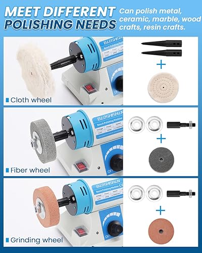 Miniatura 2 de BAOSHISHAN Pulidora de joyas, máquina pulidora de banco con accesorios, molinillo de pulido de mesa multifunción, 110 V para joyas, madera, ámbar,