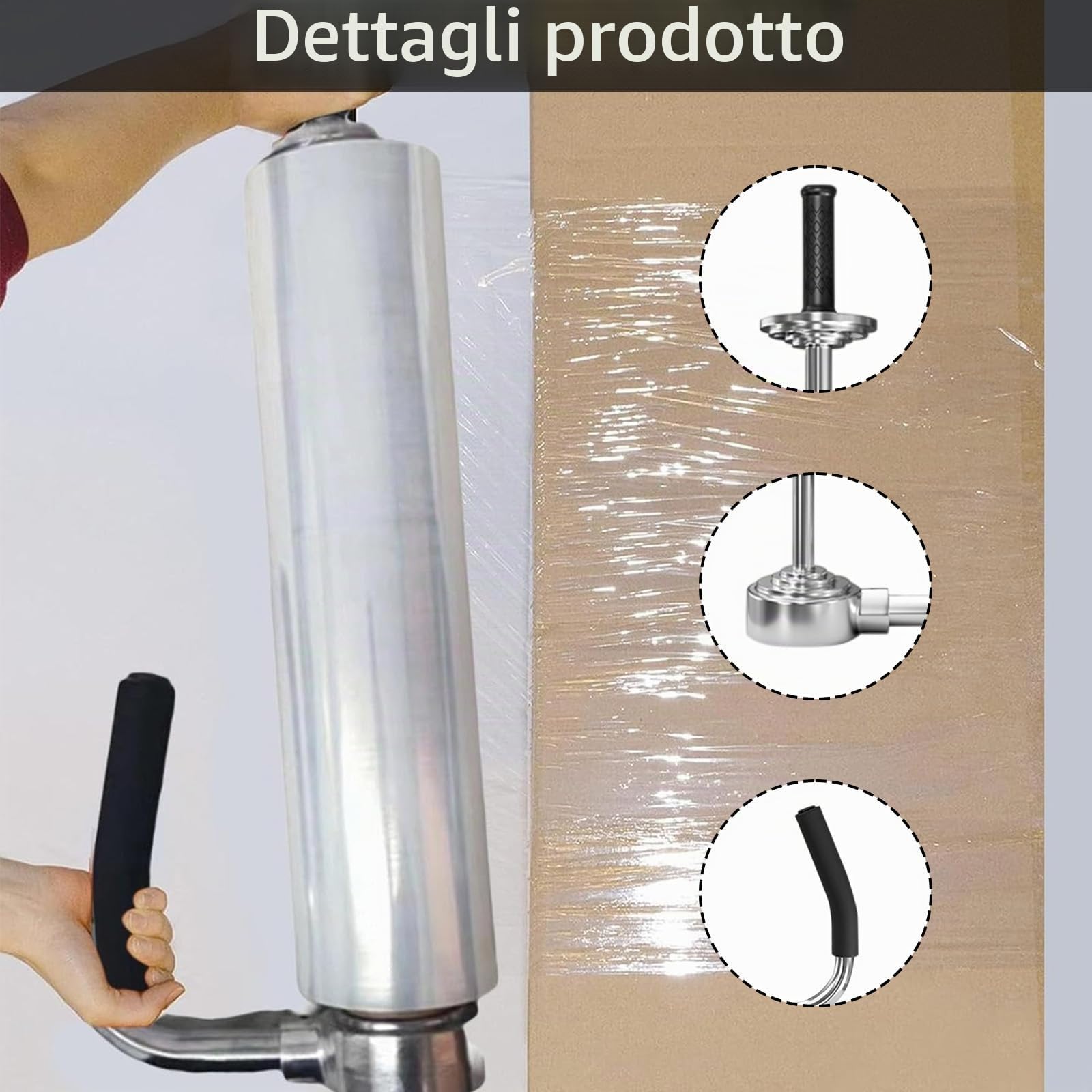 Erogatore di Film Estensibile, Svolgitore Manuale di Film Estensibile per Rotoli da 30-50 cm di Larghezza Dispenser di Pellicola Estensibile Industriale con Maniglia per L'imballaggio di Mobili