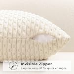 Kevin Textile 12x24 Inch Pillow Cover 1 Pack Boho Decorative Soft Striped Corduroy Lumbar Farmhouse Solid Color Accent Rectangle Cushion Case for Living Room Couch Sofa Bed, Cream White