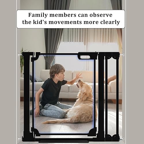 Miniatura 5 de WAOWAO Puerta transparente para bebés para escaleras, diseño moderno, acrílico con cierre automático, puerta para mascotas, 29.52-47.24 pulgadas