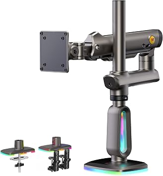 NB ERGONOMIC Large Monitor Arm with RGB Light, Large Screen, High Load Capacity 4.4 - 44.1 lbs 2 - 20 kg, Supports up to 60 inches, Ultra-Wide Curved Gaming Monitor Arm, Display Arm, Curved Monitor, Machine Springs, VESA 75 mm/100 mm, Model F7