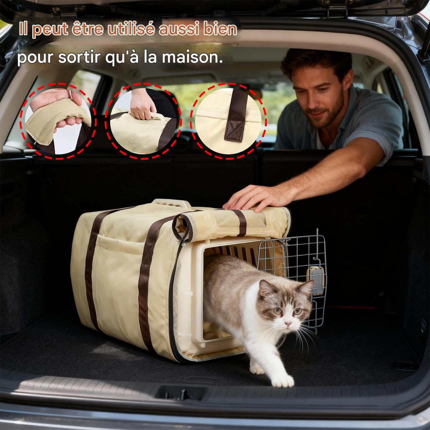 Housse De Chenil pour Chien | Protecteur De Caisse avec Poignées - Housse pour Cage De Transport Chat avec Fenêtre en Maille Et Antidérapant | pour Animal De Compagnie Chiot Chat Voyage Avion