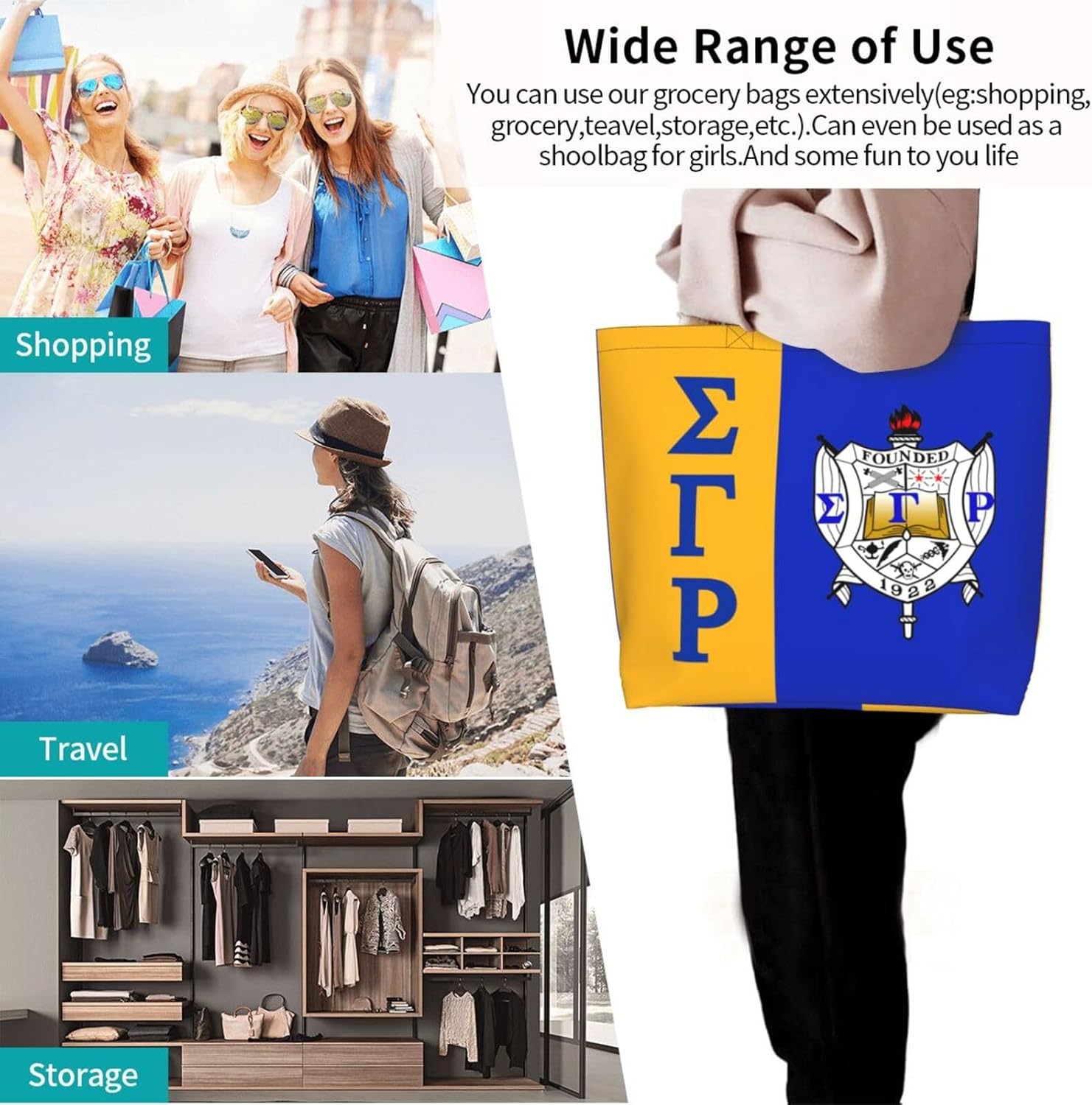 Tote Bag Reusable Grocery Handbag Waterproof Large Capacity Shopping Bags for Women - Image 8