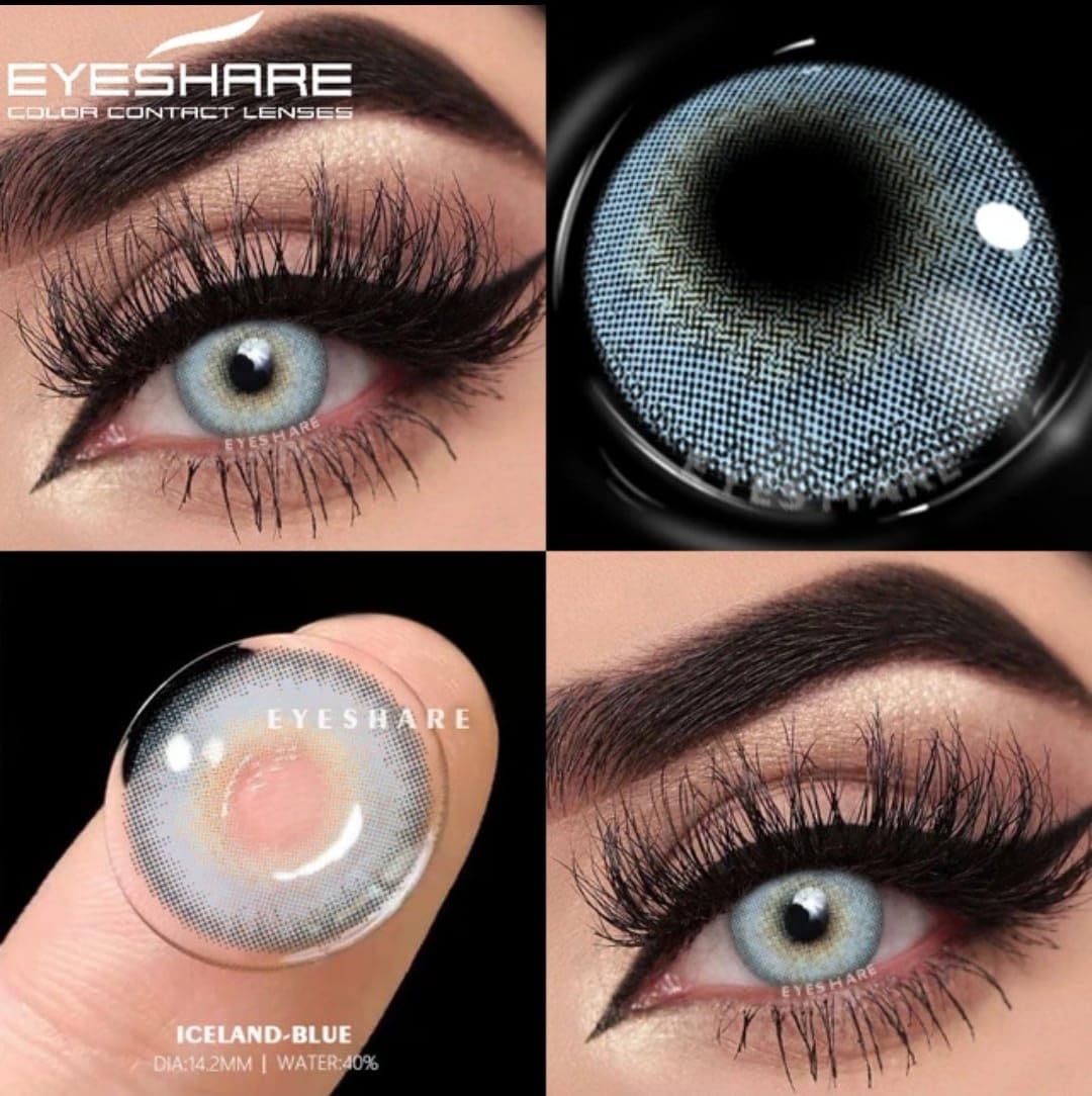 Lentes de contacto de color Azul (Sin Graduar) de Hidrogel con una uración de hasta 1 Año