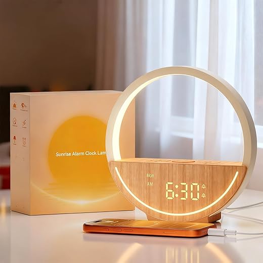 Vivilumens Wake Up Light Sunrise Alarm Clock White Noise Sound Machine with 20 Soothing Sounds