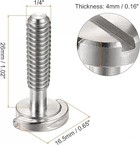 Miniatura 7 de uxcell Tornillo de trípode para cámara - Adaptador de tornillo de montaje macho de 14 pulgadas ranurado de 1.18 pulgadas de longitud para soporte de