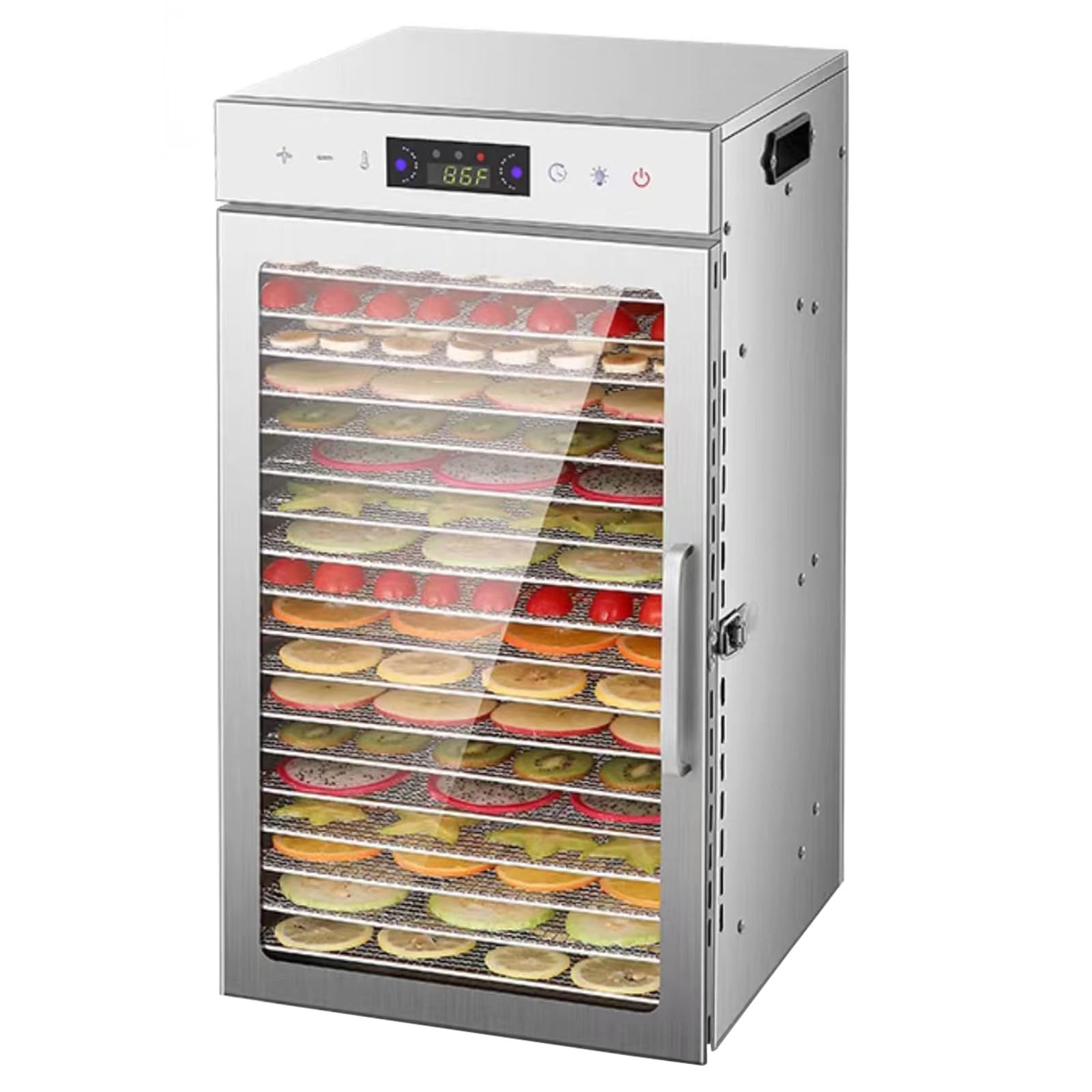 Liofilizzatore 6/8/12/18, macchina per essiccazione alimentare in acciaio inossidabile con temperatura regolabile, timer e display LCD per pesce, verdure, carne secca, erbe aromatiche, 18 strati