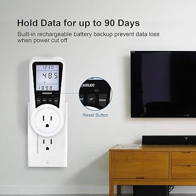 SURAIELEC Watt Meter Plug-in Socket Power Meter Automatic Cost Calculator Backlit Large Display Overload Protection KW Voltage Ampere Tester Electrical Use Electrical Energy Monitor