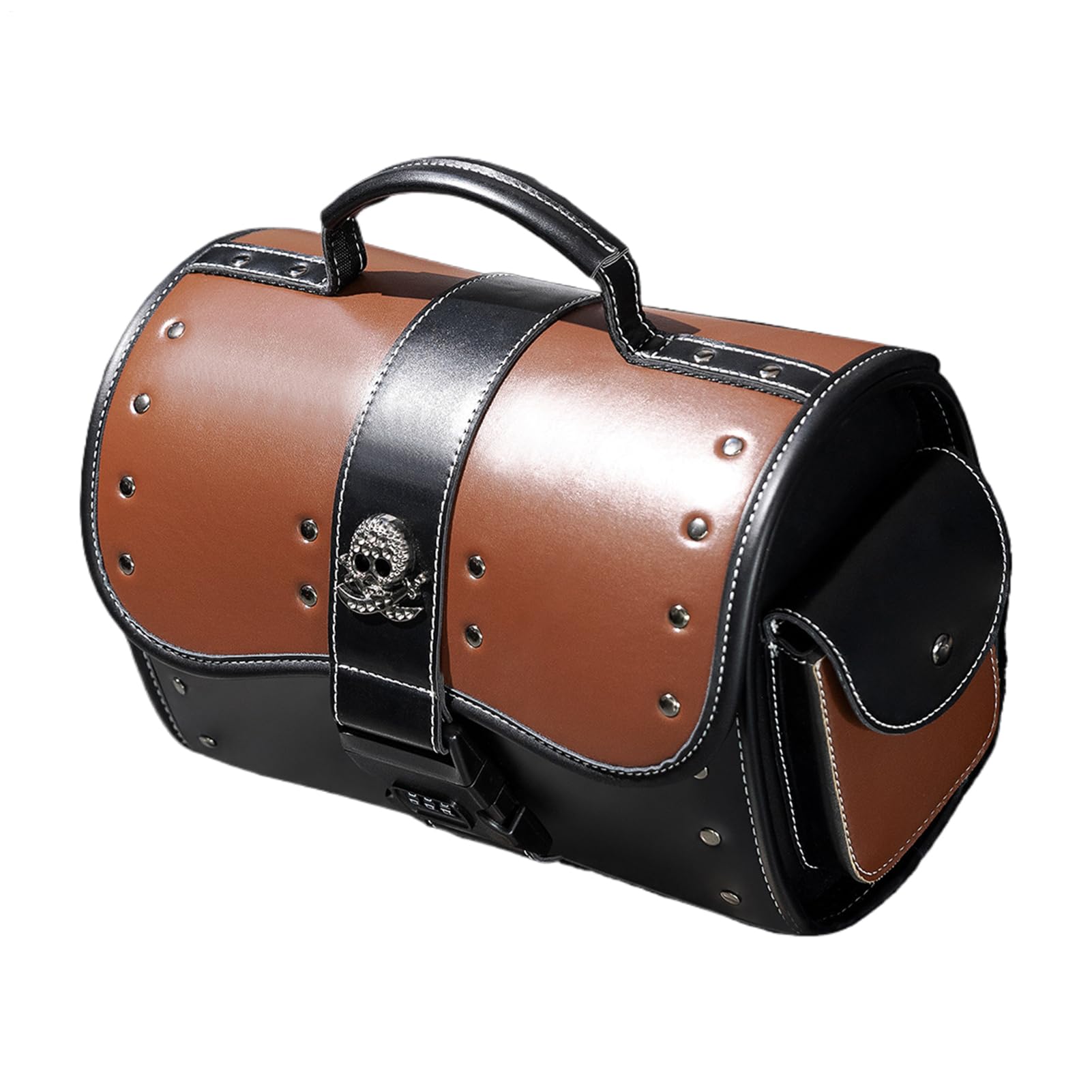 Bolsa de cuero para manillar de motocicleta