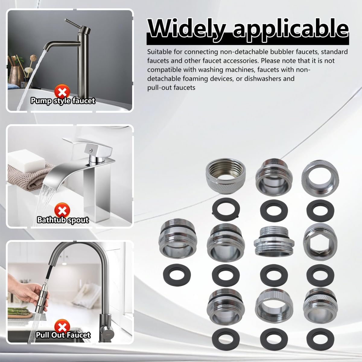 [2025 New] 11 Pcs Faucet Adapter Kit Male Female Sink Faucet Adapter Kitchen Sink Brass Aerator Adapters Suitable for Connecting Removable Sink Aerator Faucets