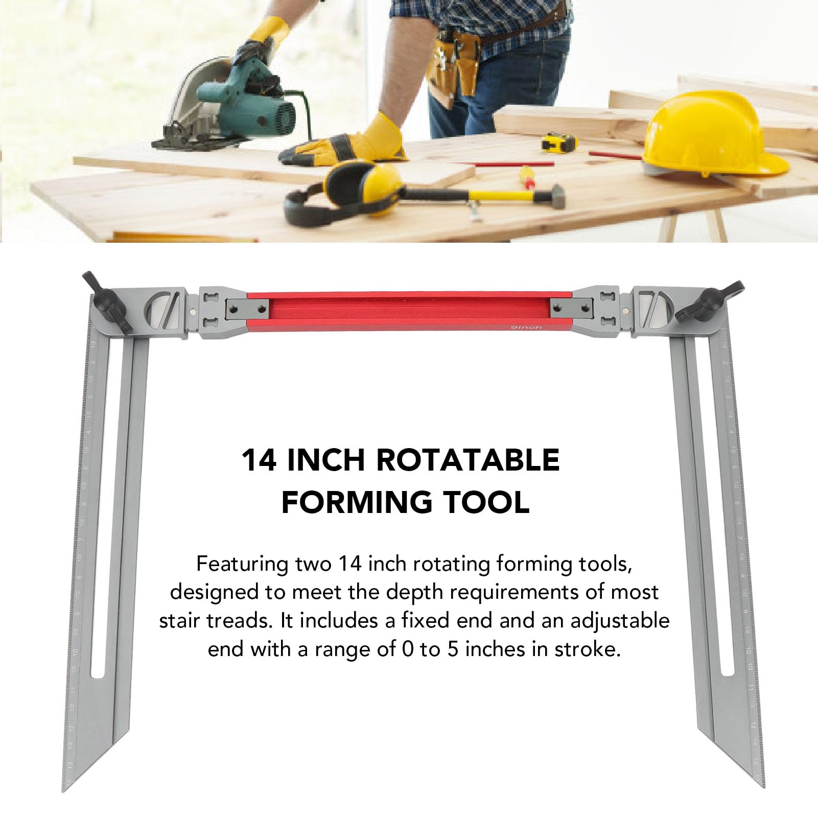 Herramienta de Plantilla de Huella de Escalera de Aleación de Aluminio, Herramienta de Medición de Calibre de Huella de Escalera con Diseño Plegable, Ideal para Uso Ajustable, ángulo de