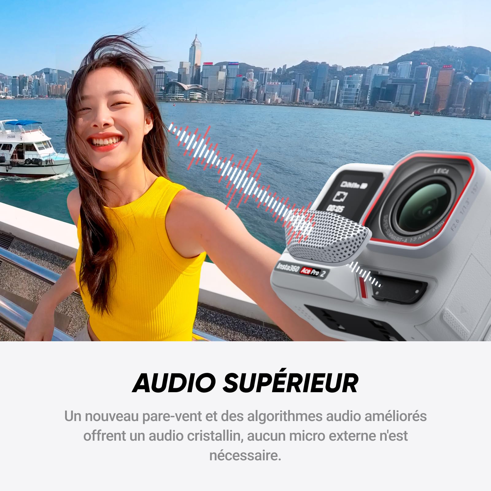 Insta360 Ace Pro 2 édition limitée Blanc Arctique - Caméra d'action étanche 8K co-conçue avec Leica, capteur 1/1,3", Double Puce d'IA, qualité en Basse lumière, Audio avancé, écran Rabattable