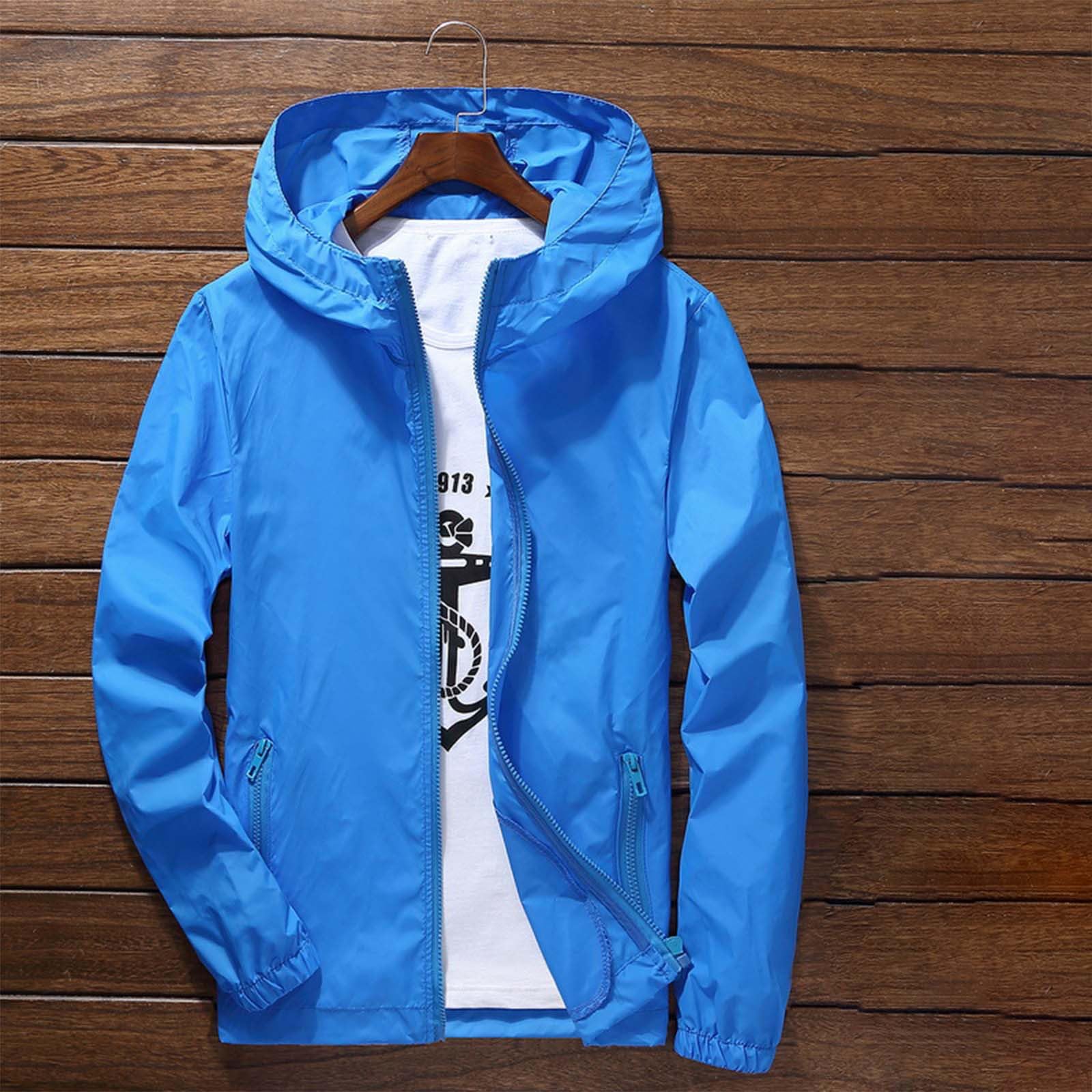 Regenjacke Herren Wasserdicht Sonnenschutz Packbare Ultraleichte Windjacke Fahrrad Regenmantel mit Kapuze Einfarbig Outdoorjacke Atmungsaktiv Dünne Ölzeug Sommerjacke regenponcho für Herren