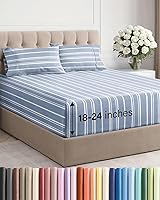 Vista 44 de Juego de sábanas de tamaño California king, transpirables, refrescantes, con esquinas extraprofundas de 18-24 pulgadas, de ajuste fácil