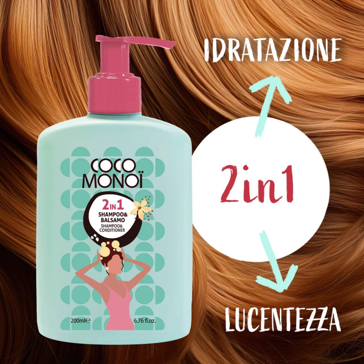 Maschera Capelli 3in1 con Olio di Cocco e Monoi – Idratante, Nutriente e Riparatrice – Vaso 250 ml – Trattamento Capelli Secchi, Sfibrati o Crespi (Maschera+Shampoo)