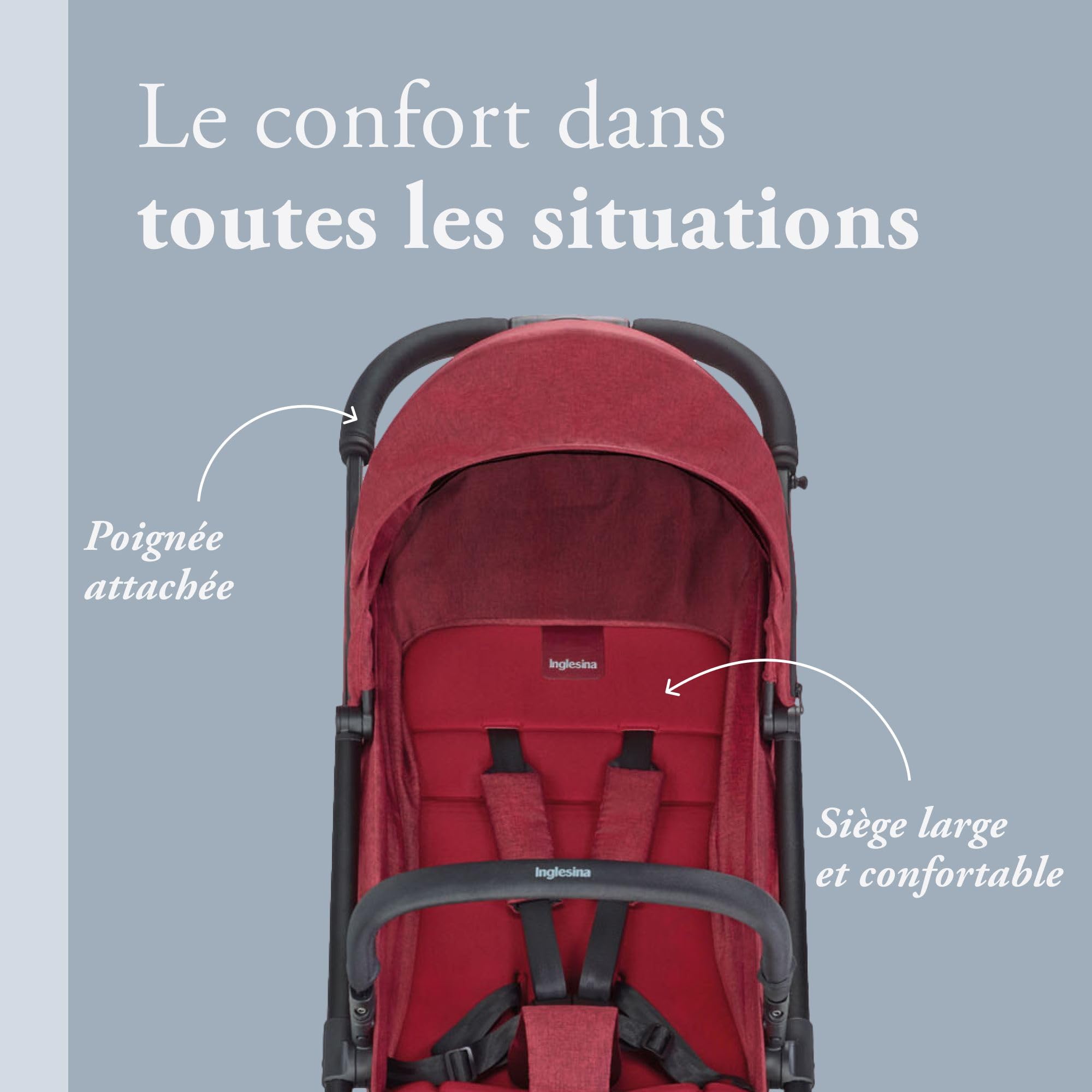 Inglesina Sketch Poussette Légère et Compacte, Rouge, Confortable, jusqu'à 17kg, Pliage à une main, UPF 50+