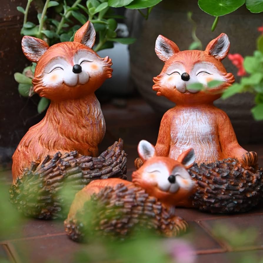 動物　置物 Amazon.co.jp: 置物 ガーデンオーナメント キツネ 動物オブジェ