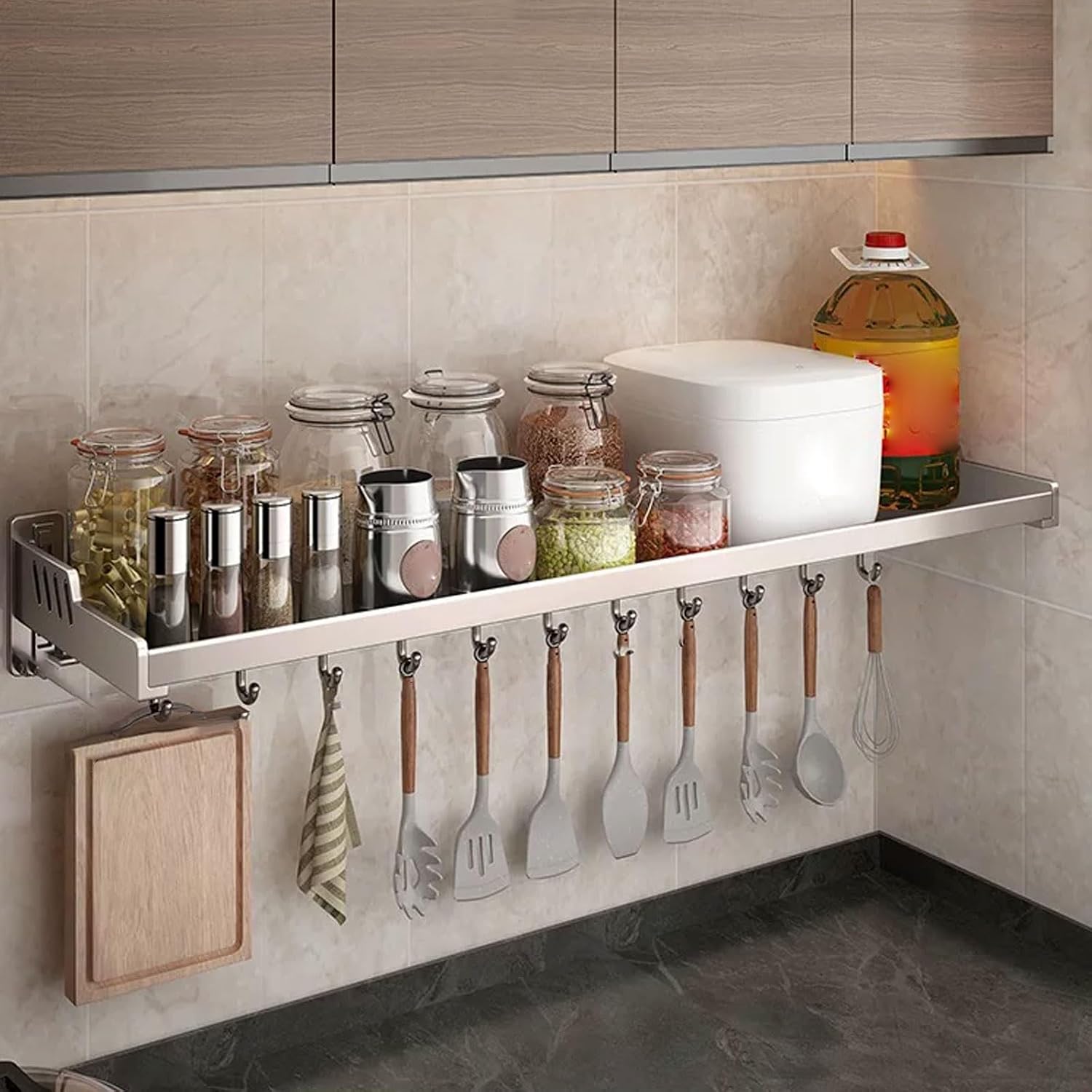 Metal Laundry Room Cabinets with Movable Hooks, 80kg Load Capacity, Versatile Storage for Living Rooms, Garages, Bathrooms, and Kitchens (70 * 25cm)