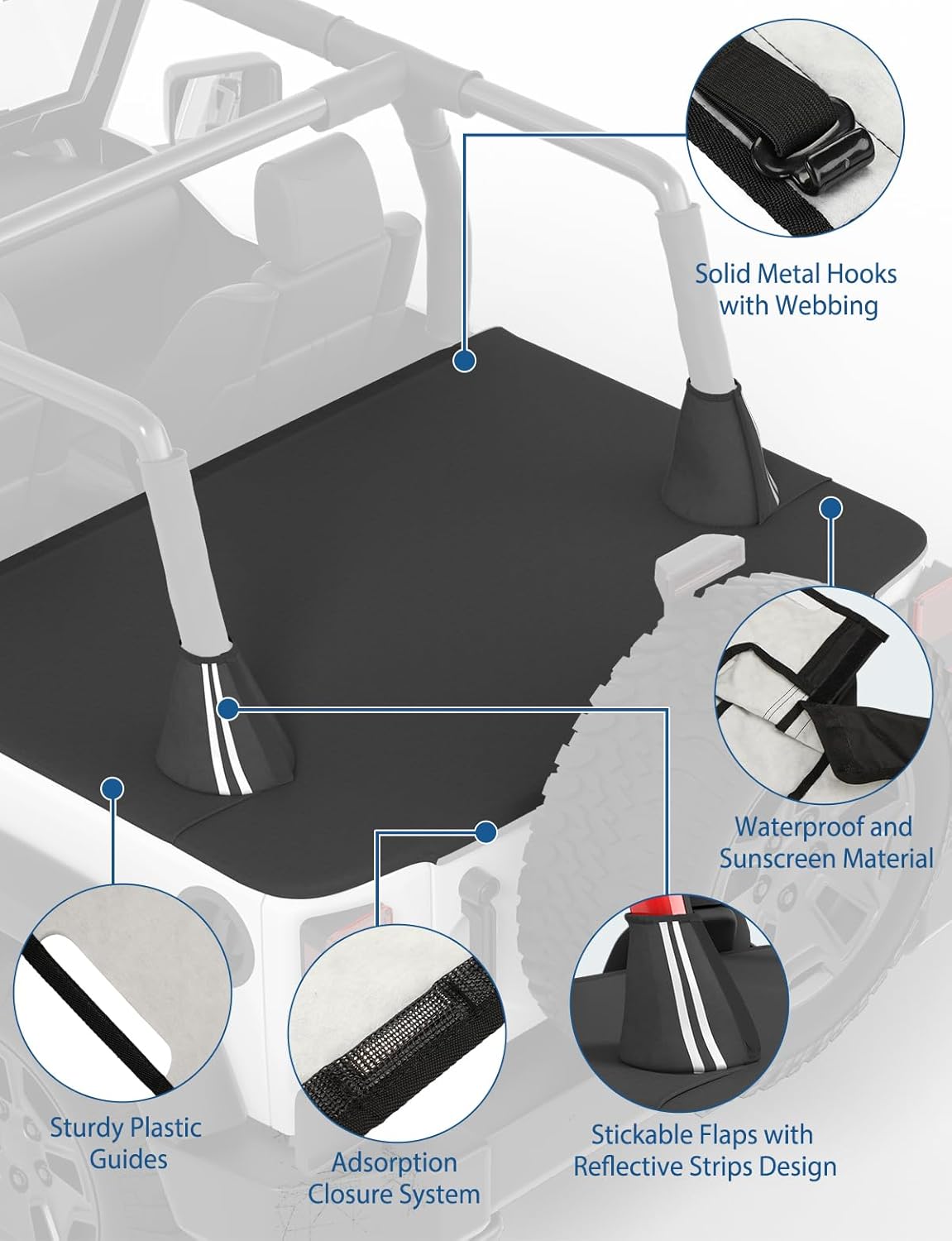 JOYTUTUS Tonneau Cover for Wrangler JK 2 Doors, Cargo Trunk Cover Tailgate Cover for 2007-2018 Wrangler JK
