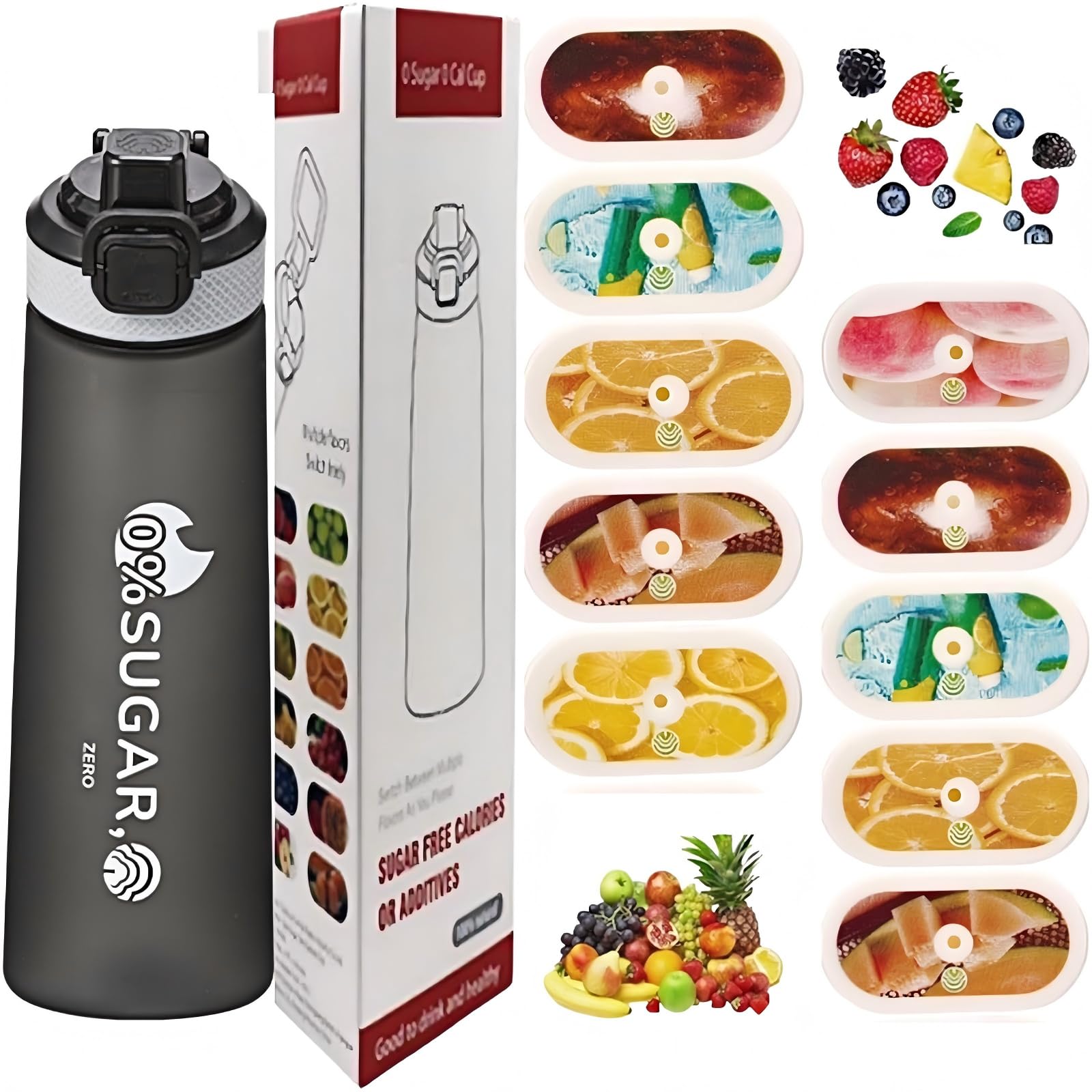 Hardware Tribe 700ml sports water bottle with 14 optional flavor pods. Made of durable temperature-resistant Tritan, it provides safe and healthy hydration for gym, school and outdoor daily use.