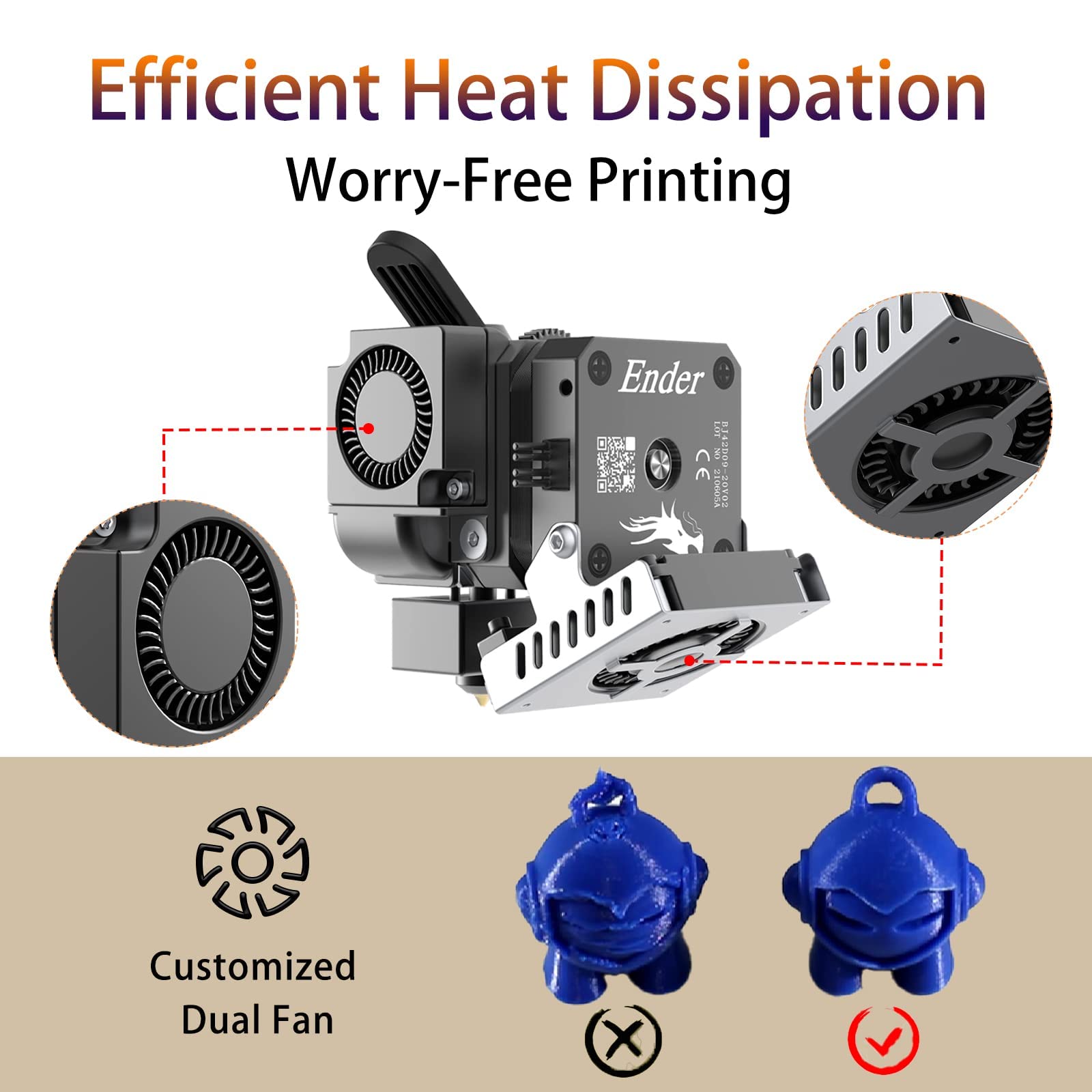 YOOPAI Creality SpriteDirect DriveExtruder Pro Kit,kit de actualización de extrusora de metal paraEnder 3/Ender 3 v2/Ender 3 Pro/Ender 3 Max impresora 3D, diseño de ventilador dual de doble engranaje