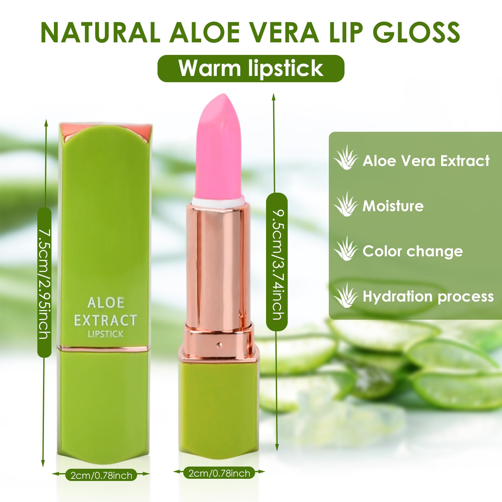 4 Pack Aloe Vera Colour Changing Lip Balm Set, Magic Temperature Sensitive Hydrating Lip Tint, Natural Moisturizing Lipstick - Image 2