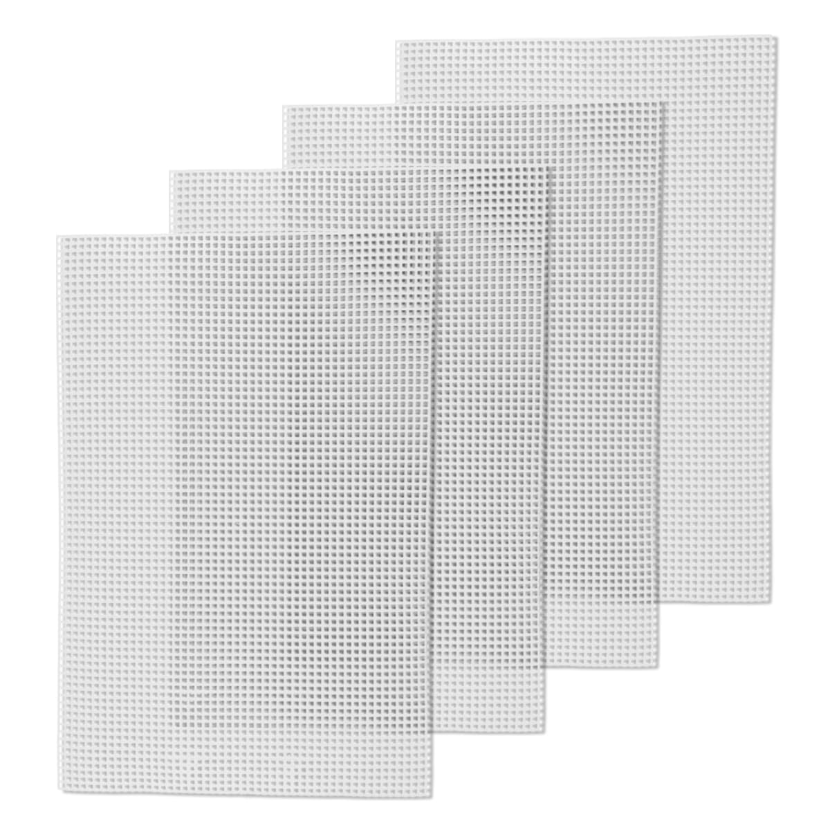 Lotsdonxia 4 Pcs White Plastic Mesh Canvas Sheets, 30 x 20 cm Embroidery Crafting Panels, Lightweight & Cuttable for DIY Needlepoint Projects