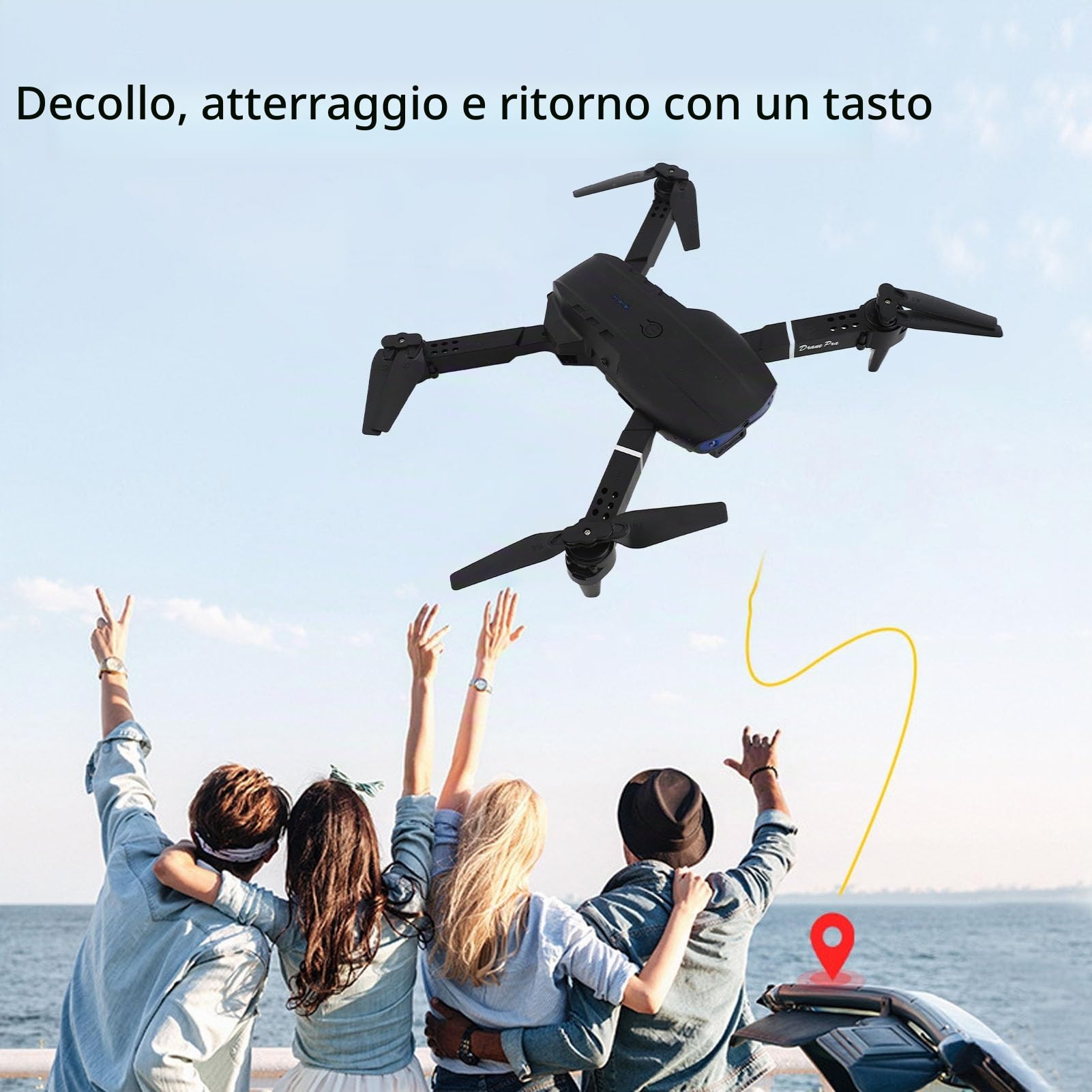 Drone Quadricottero WiFi con Doppia Fotocamera HD 4K su 3 Lati per Evitare Ostacoli con Zoom 50X per Fotografia Aerea e Telecomando per Voli Divertenti Multipli