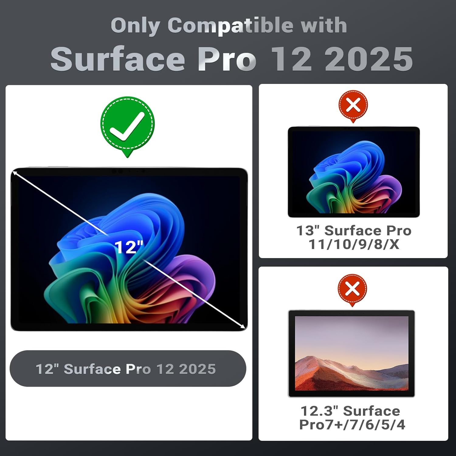 MoKo Case for New Microsoft Surface Pro 12 Inch 2025 Released, All-in-One Protective Rugged Cover with Back Pen Holder & Hand Strap, Compatible with Type Cover Keyboard, Black - Image 2