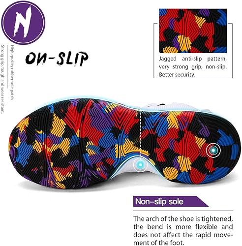 Miniatura 4 de ASHION Zapatos de baloncesto para hombre, tenis de baloncesto medios, antideslizantes, para entrenamiento con amortiguación al aire libre