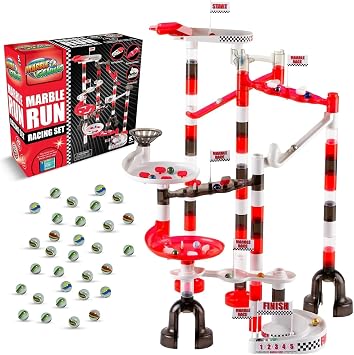 Marble Genius Marble Run Racing Set 125-Piece Marble Run Racing Set Toys for Kids, Marbles Maze Tower Building Blocks, Marbles Race Track Rolling Game, Educational Learning STEM Toy Gift