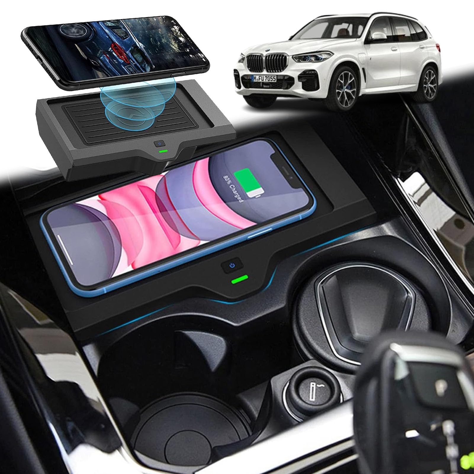 Bezprzewodowa ładowarka Samochodowa do BMW X3 G01 /X4 2018 2019 2020 2021 2022,10W Qi Szybkie ładowanie Telefonu Pad ładowarka do Każdego Telefonu Kompatybilnego Z Qi
