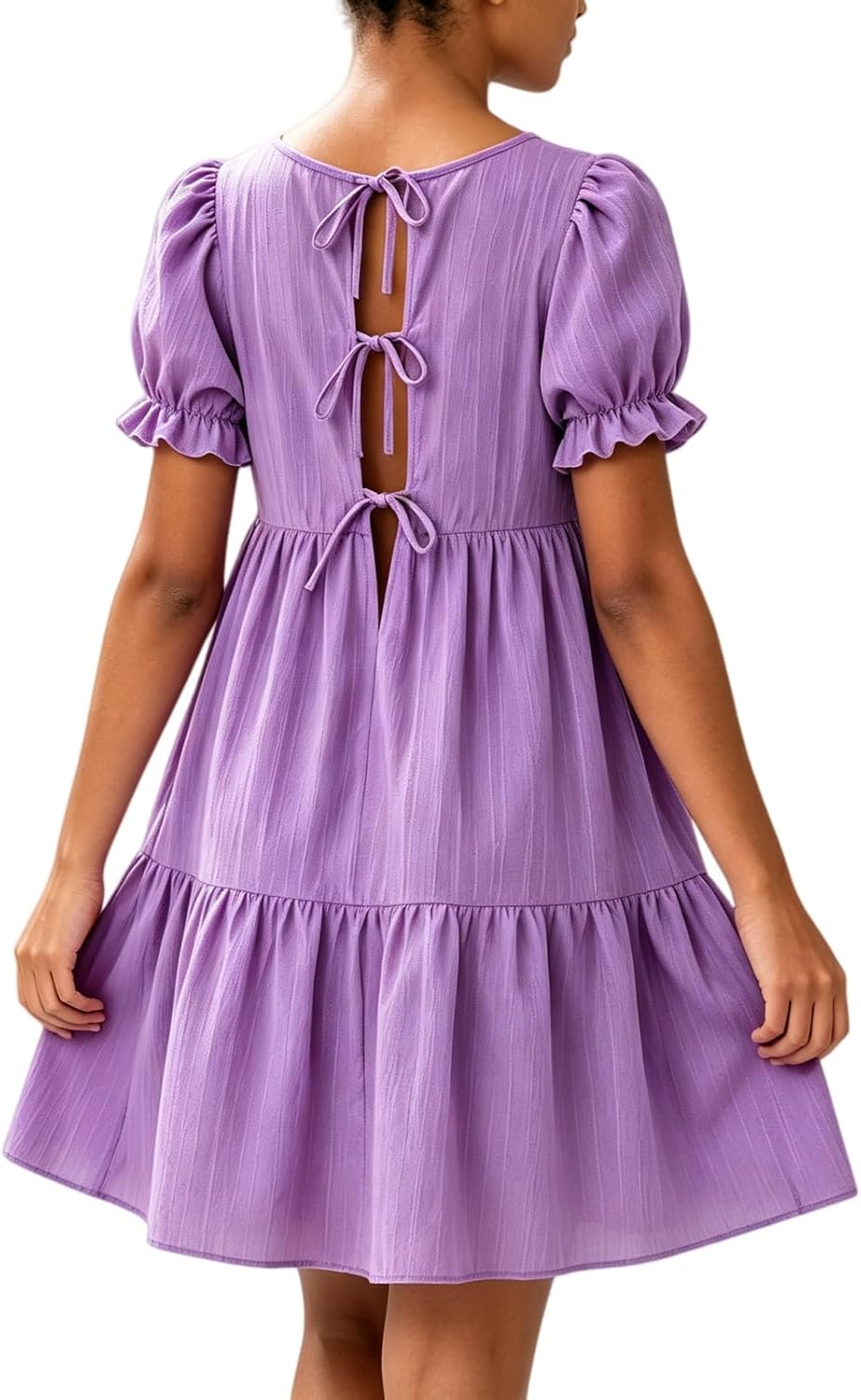 Tween Girl Elastic Waist A Line Midi Flowy Party School Dress 7-12Year Old