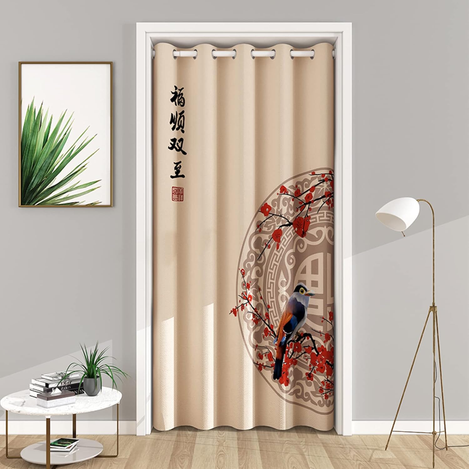 間仕切りカーテン 断熱防寒 のれん 180cm丈 暖簾 おしゃれ 目隠しカーテン アコーディオンカーテン 冷気カーテン 突っ張り棒カーテン 桜 和風 タペストリー 間仕切り 目隠し 半間のれん 伝統 Lx 和柄 植物柄 85 150cm 150 期間限定お試し価格